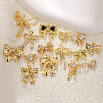 DAIIIBABYYY  -  1 piece Brass Material Cute Zircon Knot Bow Charms For Women DIY Pendant Earrings Bracelet Necklace Jewelry Wholesale